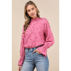 Lulus Charismatic Romantic Pink Embroidered Top - Size S
